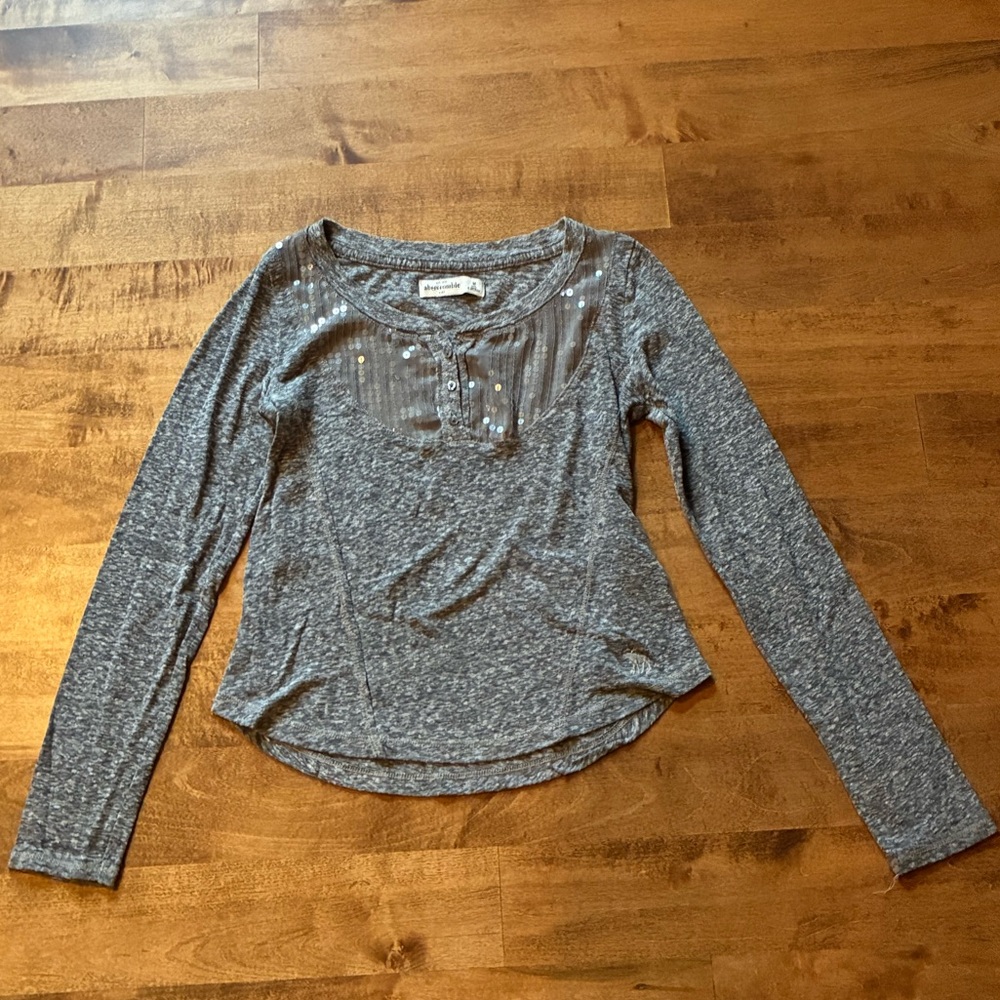 Abercrombie kids long-sleeve grey shirt.